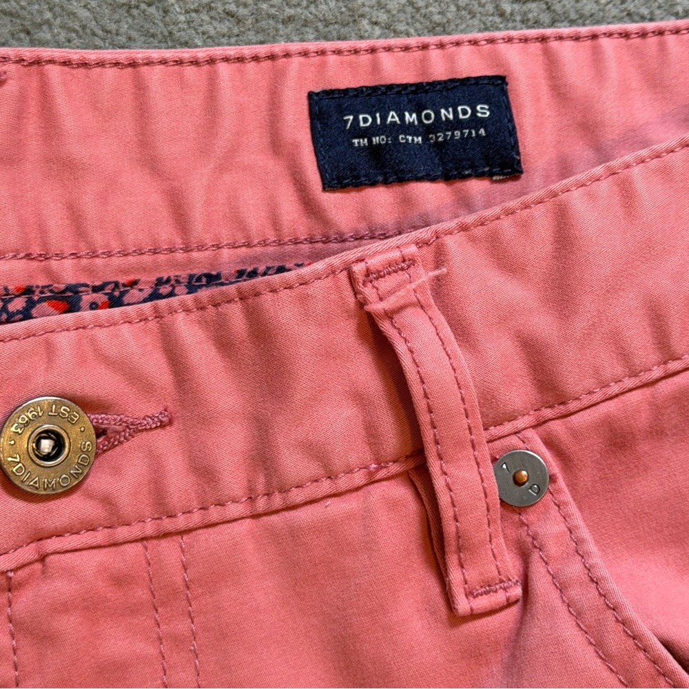 7 Diamonds Clifton Slim Straight 5 Pocket Chino Pant - 34x32 - Dusty Pink - EUC - Picture 7 of 9